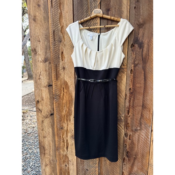 Y2K London Times Black & White Dress Career Office Party Pencil Sheath Size 14 - Picture 1 of 11